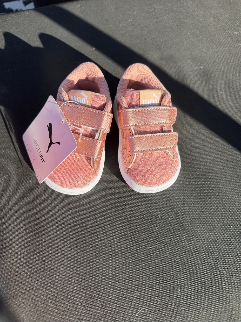 Puma Pink Rose Gold Glitter Double-Velcro Baby Sneakers